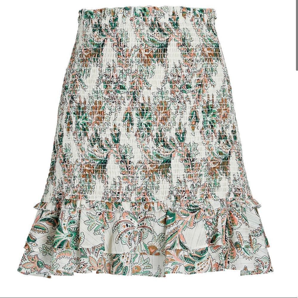 NWOT. Veronica Beard Melodie Smocked Floral Mini Skirt